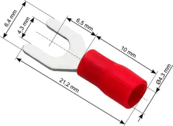 Lidhës pirun i izoluar Blow 43-005, 0.5–1.5 mm², M4, i kuq