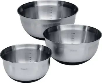 Set tasa për përzierje Brabantia Mixing Bowl, çelik inox 1L 1.6L 3L, mat, të zeza
