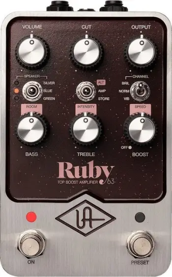 Pedalë amplifikatori Universal Audio UAFX Ruby 63 Top Boost, modelim amp AC30, stereo, e kuqe
