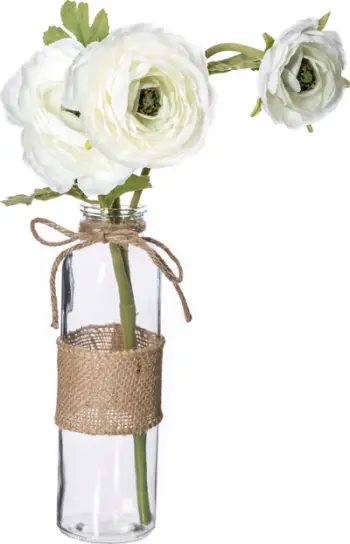 Buqetë artificiale Atmosphera Camellia Bouquet Vase, 39 cm, me vazo xhami transparente
