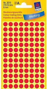 Etiketa rrethore Avery Zweckform Red Label 3010, 8 mm, ngjitës permanent, të kuqe