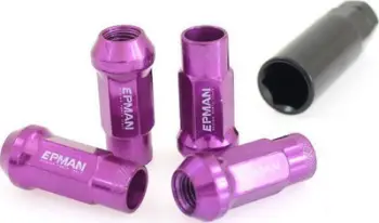 Bulona rrotash Epman JDM M12x1.5, set 20 copë, me çelës, vjollcë