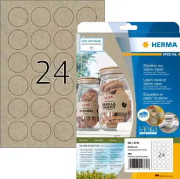 Etiketa ngjitëse HERMA Silphie, diametër 40 mm, 480 copë, kafe natyrale