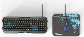 Set tastierë, maus dhe mauspad E-Blue Polygon (45907), të zi/të kaltër