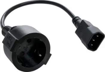 Adapter rryme C TECH C14 në Schuko, 15 cm, i zi
