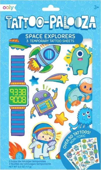 Set tatuazhesh të përkohshme Ooly Tattoo Palooza Space Explorers, për fëmijë