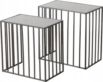 Set tavolina dhome ndenjeje Boltze Joris, metal me sipërfaqe pasqyre, 2 copë, argjendtë