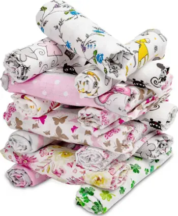 Pelena pambuku Sensillo TETRA DIAPER PRINT GIRL, set 5 copë, për vajza, shumëngjyrëshe