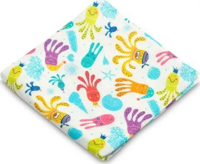 Pelenë bambuje për bebe Bamboo Diaper Octopus, 75x75cm, shumë thithëse, shumëngjyrëshe - 1