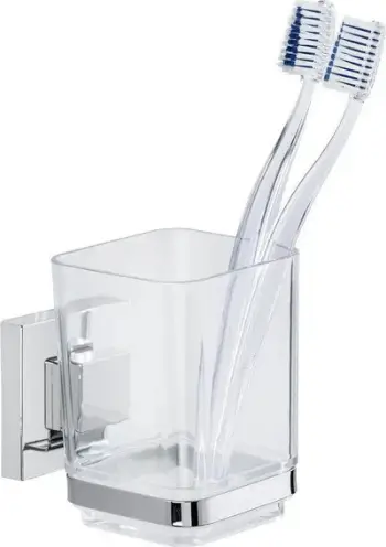 Mbajtëse furçash dhëmbësh Vacuum-Loc Quadro Tumbler, montim me vakum, plastike, transparente