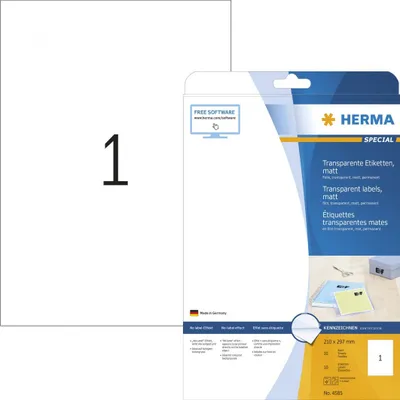 Etiketa transparente Herma A4, 210 x 297 mm, ngjitës permanent, 10 copë - 2