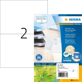 Etiketa vetëngjitëse HERMA 10737, A4, letër e bardhë e ricikluar