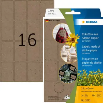 Etiketa vetëngjitëse HERMA 2073, drejtkëndore, 384 copë, kafe