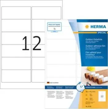 Etiketa vetëngjitëse Herma Outdoor 9538, A4, 99.1 x 42.3 mm, të bardha, rezistente ndaj motit