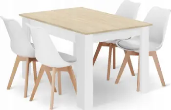 Set tavoline drejtkëndore MARK, 120x80 cm, 4 karrige, Sonoma Oak dhe të bardha