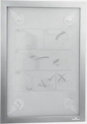 Kornizë vetëngjitëse DURABLE DURAFRAME WALLPAPER A4, magnetike, për sipërfaqe delikate, argjendi