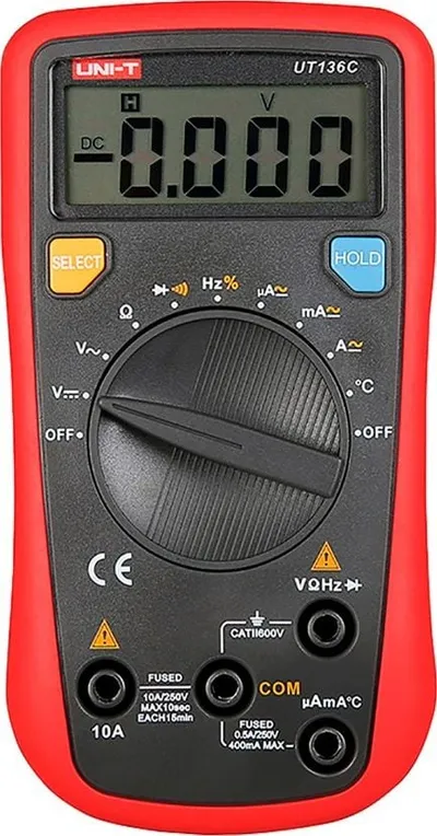 Multimetër UNI-T UT136C+, AC DC, matje temperature, i kuq - 1