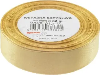 Rrip sateni dekorativ Light Beige, 25mm, 32m, bezhë e çelët