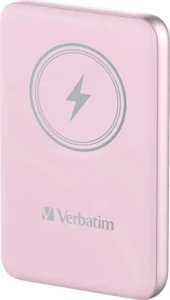 Karikues portativ Verbatim Charge n Go, 10000mAh, karikim wireless magnetik 15W, rozë