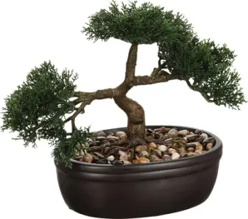 Pemë artificiale Atmosphera Bonsai, 23 cm, me vazo qeramike, e zezë