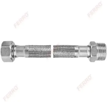 Gyp lidhës Ferro me mbështjellës çeliku 1/2" x 1/2", 40 cm, inox