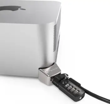 Adapter sigurie Compulocks Mac Studio Ledge Lock, dy pjesë, për slot Kensington, argjendtë