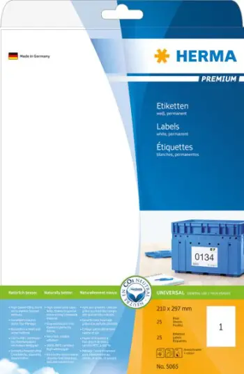 Etiketa vetëngjitëse Herma Premium 5065, format A4, letër matte, të bardha
