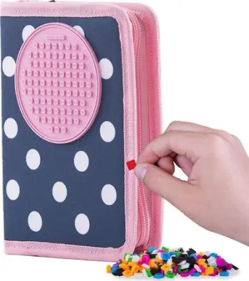 Penar Pixie Crew Pencil Case Blue with Dots, një ndarje, blu me pika