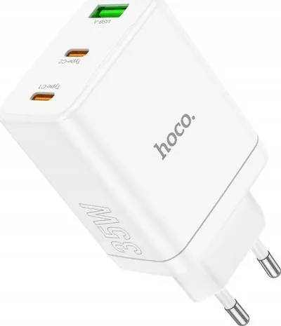 Karikues rrjeti Hoco N33, 2x USB C, USB A, 35W, i bardhë - 1