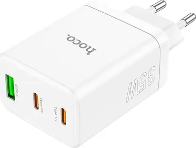 Karikues rrjeti Hoco N33, 2x USB C, USB A, 35W, i bardhë - 4