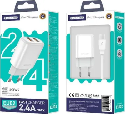 Karikues rrjeti Jellico EU02, 2.4A, 2x USB me kabllo Micro USB, i bardhë - 3