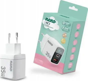 Karikues rrjeti Neno NC1, GaN3, 2 porta USB, i bardhë