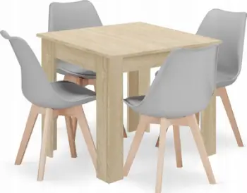 Set tavoline ngrënieje Oskar, tavolinë 80x80 cm, 4 karrige, sonoma dhe gri