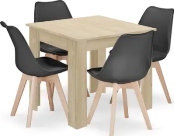 Set tavoline OSKAR Square 80x80, Oak Sonoma, 4 karrige MARK, të zeza