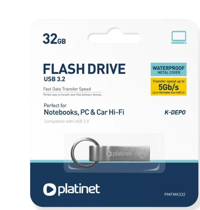 USB flash Platinet Mini Depo 3.2, 16GB, metal, argjendtë - 1