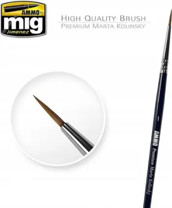 Penel Ammo Round Brush Premium Marta Kolinsky 1, qime natyrale, për modelim, kafe