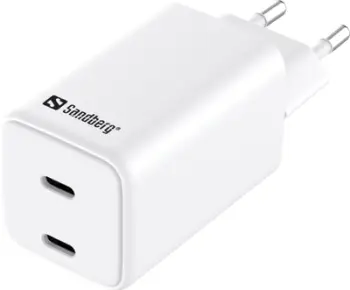 Karikues muri SANDBERG 441-56 Dual USB-C PD 65W GaN III, i bardhë