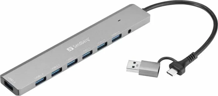 USB hub Sandberg, USB C dhe USB A, 7 porta USB 3.0, i zi - 1