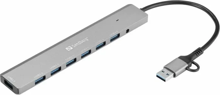 USB hub Sandberg, USB C dhe USB A, 7 porta USB 3.0, i zi - 2