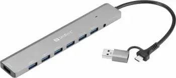 USB hub Sandberg, USB C dhe USB A, 7 porta USB 3.0, i zi