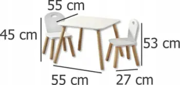 Set tavoline me karrige për fëmijë Kesper, dru, e bardhë