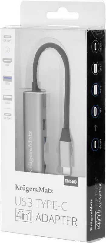 Adapter USB C Kruger&amp;Matz LEC KM0400, 4 në 1, HDMI 4K, Power Delivery