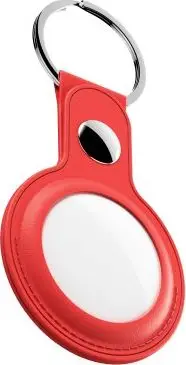 Mbajtëse lëkure për AirTag KeyBudz Keyring, set 2 copë, e kuqe