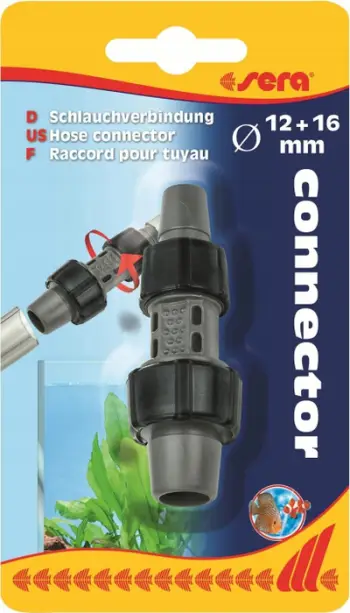 Lidhës zorre akuariumi Sera Hose Connector O 12/16 mm, adaptor 12/16 në 16/22 mm, plastikë, i zi