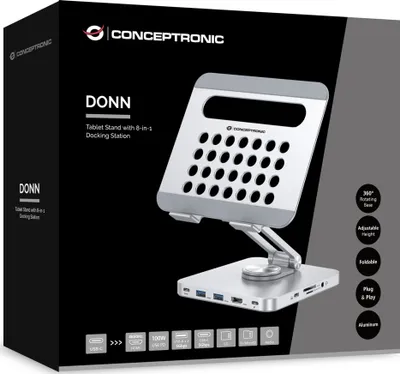 Stacion dokimi LevelOne Conceptronic DONN26G, 8 në 1, 100W PD, argjendtë - 2