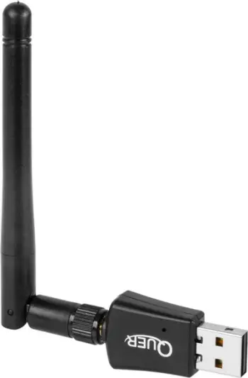 Adapter WiFi USB REBEL KOM0640-5, lidhje pa tela, dizajn kompakt, i zi
