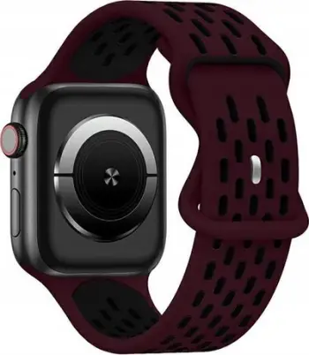 Rrip sportiv silikoni Beline , për Apple Watch 42 44 45 49mm, burgundy e zezë
