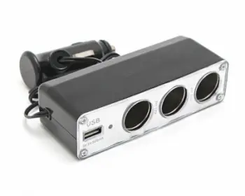 Ndarës çakmaku veture King K-KSU-206, 3 dalje 12V, port USB, i zi