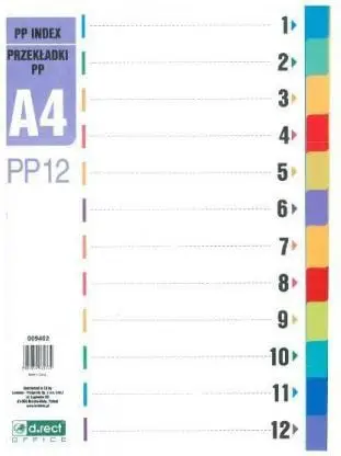 Ndarës dokumentesh D.Rect PP12, 1-12 seksione, plastikë PP, shumëngjyrësh