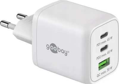 Karikues USB Goobay 65W, 2x USB C PD, 1x USB QC 3.0, i bardhë - 1